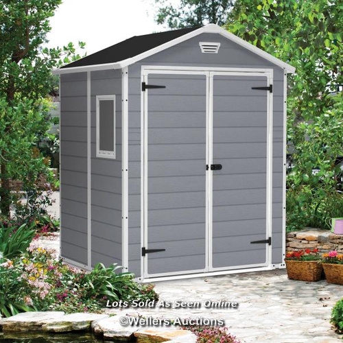 9066 - RRP: 528.67 - KETER KETER MANOR 6 FT. W X 5 FT. D APEX OUTDOOR GARDEN SHED / SEE IMAGES / BOX NOT FU... 