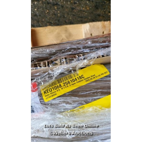 9066 - RRP: 528.67 - KETER KETER MANOR 6 FT. W X 5 FT. D APEX OUTDOOR GARDEN SHED / SEE IMAGES / BOX NOT FU... 