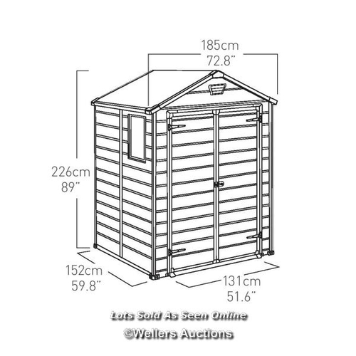 9066 - RRP: 528.67 - KETER KETER MANOR 6 FT. W X 5 FT. D APEX OUTDOOR GARDEN SHED / SEE IMAGES / BOX NOT FU... 