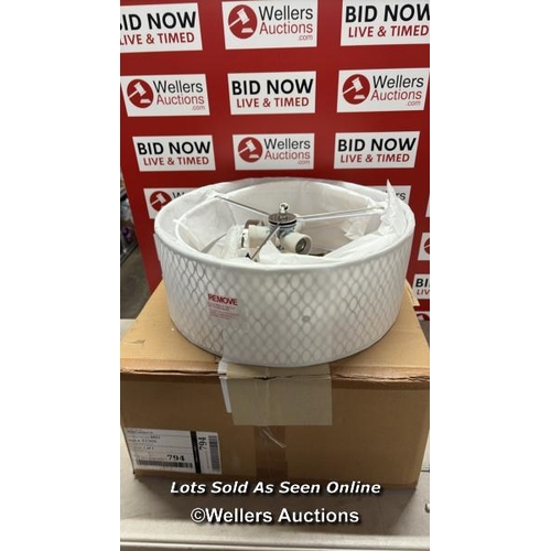 9071 - RRP: 84.99 - MERCER41 ERIKA 3-LIGHT 43CM SEMI FLUSH MOUNT / FIXTURE FINISH: SATIN NICKEL/WHITE FABRI... 