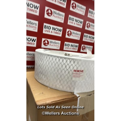 9071 - RRP: 84.99 - MERCER41 ERIKA 3-LIGHT 43CM SEMI FLUSH MOUNT / FIXTURE FINISH: SATIN NICKEL/WHITE FABRI... 