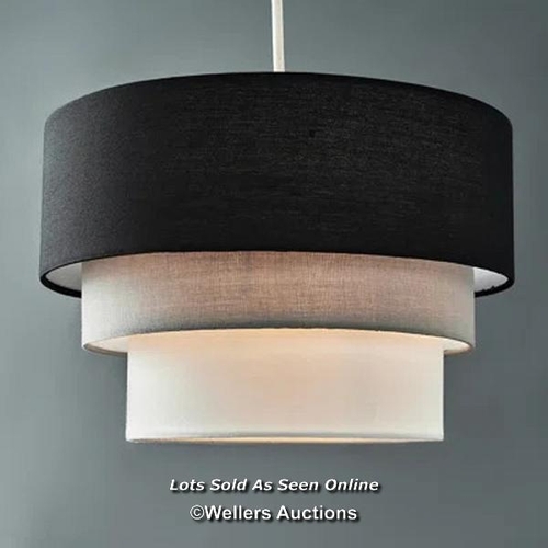 9073 - RRP: 83.99 - 17 STORIES 1 -LIGHT E27 CEILING LIGHT - MODERN BLACK FABRIC SHADE / SEE IMAGES / BOX NO... 