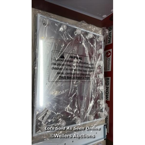 9075 - RRP: 69.99 - BLUE ELEPHANT RECTANGLE BLUETOOTH LED METAL MIRROR / FINISH: WHITE / SEE IMAGES / BOX N... 