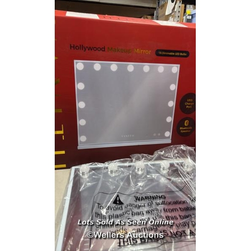 9075 - RRP: 69.99 - BLUE ELEPHANT RECTANGLE BLUETOOTH LED METAL MIRROR / FINISH: WHITE / SEE IMAGES / BOX N... 