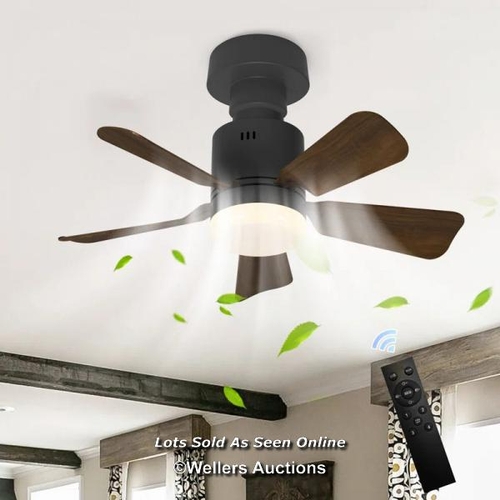 9083 - RRP: 31.99 - 17 STORIES SILVYA 45CM 5 - BLADE E27 SOCKET CEILING FAN WITH LED LIGHT AND REMOTE / BLA... 