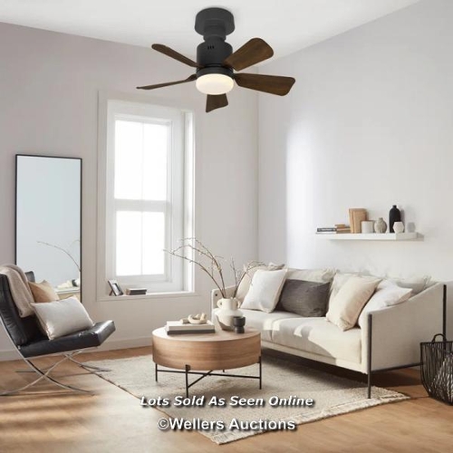 9090 - RRP: 31.99 - 17 STORIES SILVYA 45CM 5 - BLADE E27 SOCKET CEILING FAN WITH LED LIGHT AND REMOTE / BLA... 