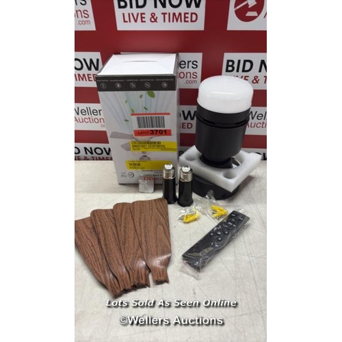 9091 - RRP: 31.99 - 17 STORIES SILVYA 45CM 5 - BLADE E27 SOCKET CEILING FAN WITH LED LIGHT AND REMOTE / BLA... 