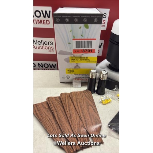 9091 - RRP: 31.99 - 17 STORIES SILVYA 45CM 5 - BLADE E27 SOCKET CEILING FAN WITH LED LIGHT AND REMOTE / BLA... 