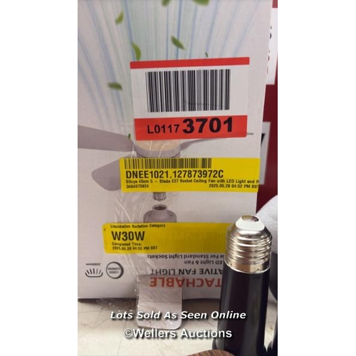 9091 - RRP: 31.99 - 17 STORIES SILVYA 45CM 5 - BLADE E27 SOCKET CEILING FAN WITH LED LIGHT AND REMOTE / BLA... 