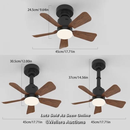 9091 - RRP: 31.99 - 17 STORIES SILVYA 45CM 5 - BLADE E27 SOCKET CEILING FAN WITH LED LIGHT AND REMOTE / BLA... 