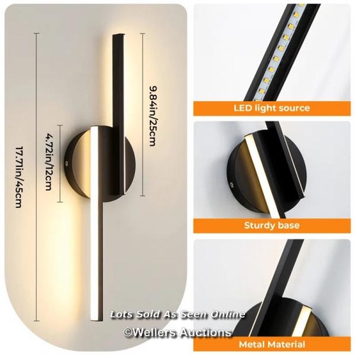 9095 - RRP: 29.99 - METRO LANE AZAYLEAH ALUMINIUM INDOOR LED WALL SCONCE / FIXTURE FINISH: BLACK, INTEGRATE... 