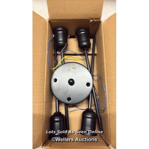 9096 - RRP: 37.99 - BLUE ELEPHANT DEMETRIONA 4-LIGHT 34CM SEMI FLUSH MOUNT / FIXTURE FINISH: BLACK / SEE IM... 