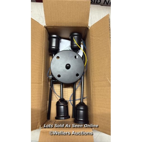 9097 - RRP: 37.99 - BLUE ELEPHANT DEMETRIONA 4-LIGHT 34CM SEMI FLUSH MOUNT / FIXTURE FINISH: BLACK / SEE IM... 