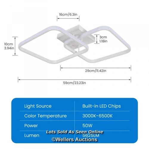 9098 - RRP: 50.99 - METRO LANE CRISTOL 2-LIGHT DIMMABLE LED FLUSH MOUNT CEILING LIGHT WITH REMOTE CONTROL /... 