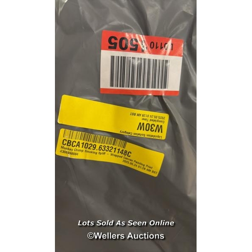 9116 - RRP: 62.99 - HAPPY LARRY MONKEY CHIMP SMOKING SPLIFF - WRAPPED CANVAS PAINTING PRINT / SIZE: 84CM H ... 