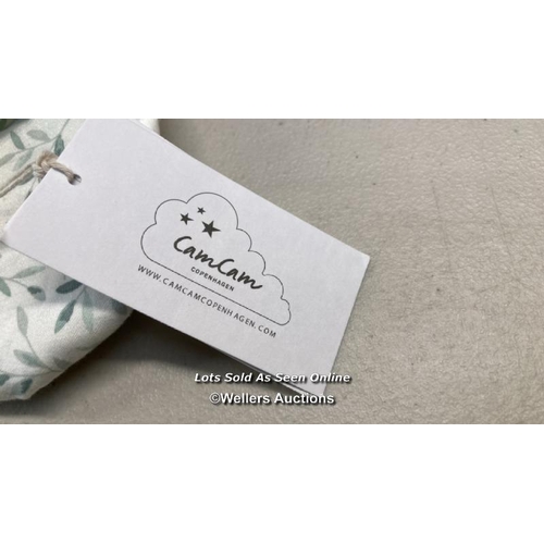 8029 - RRP: 14.95 - CAM CAM COPENHAGAN BABY WIPE BOX COVER / GREEN LEAVES / APPEARS NEW / S37
