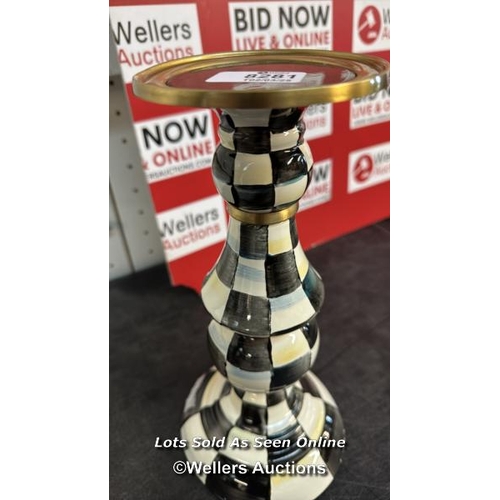8034 - MACKENZIE CHILDS ENAMEL PILLAR CANDLESTICK / LARGE / NEW / IMPERFECTIONS / SEE IMAGES / RRP: 165 / S... 