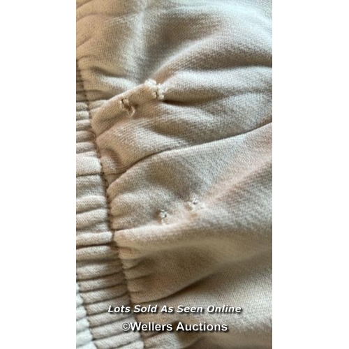 8116 - RRP: 55 - PANGAIA 365 LONG SHORTS / AGED 5-6 / SAND / NEW WITH TAGS / SOME DAMAGE SEE IMAGES / S37