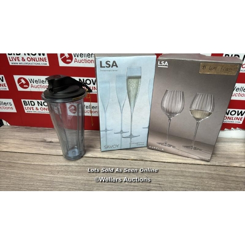 8100 - LSA INTERNATIONAL GLASSES INCL. SAVOY & AURELIA (ONE OF EACH) & VITAMIX 600ML BLENDING CUP WITH LID ... 