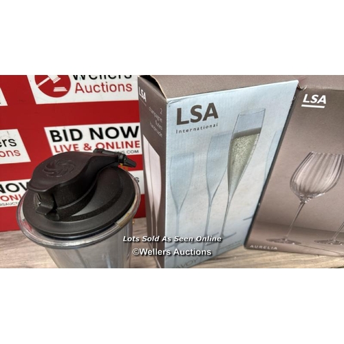 8100 - LSA INTERNATIONAL GLASSES INCL. SAVOY & AURELIA (ONE OF EACH) & VITAMIX 600ML BLENDING CUP WITH LID ... 
