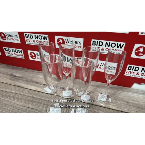 8103 - X6 MARIO LUCA GIUSTI SYNTHETIC CRYSTAL CHAMPAGNE FLUTES / NEW, WITHOUT BOX / SEE IMAGES / S38
