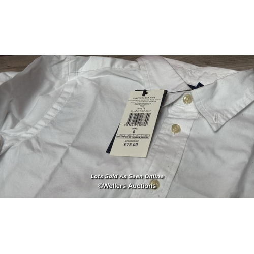 8106 - RRP: 75 - RALPH LAUREN KIDS WHITE SLIM FIT LONG SLEEVE SHIRT / 6 YRS / NEW WITH TAGS / SEE IMAGES / ... 