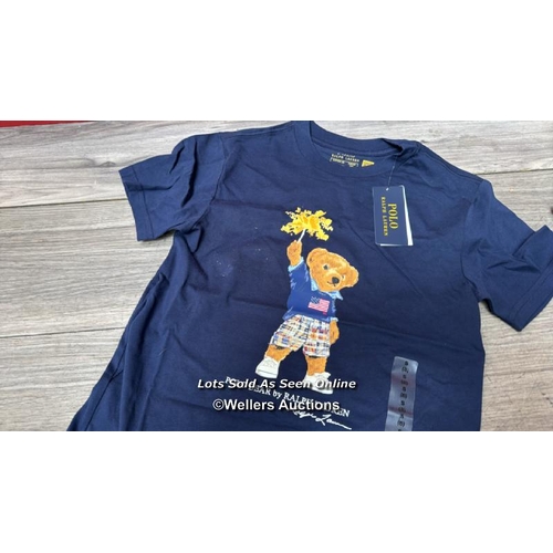 8107 - RRP: 55 - RALPH LAUREN KIDS BEAR LOGO S/SLV TSHIRT / S / NAVY / NEW WITH TAGS / SEE IMAGES / S38