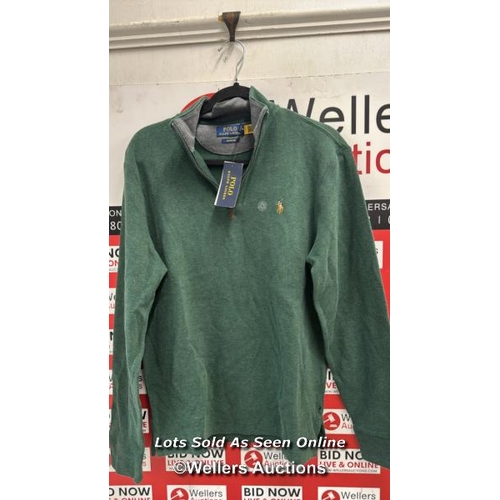 8205 - RRP: 169 - POLO RALPH LAUREN DOUBLE KNIT HALF ZIP / S / GREEN / NEW WITH TAGS / SEE IMAGES / S32