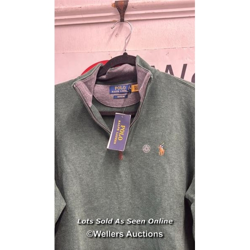 8205 - RRP: 169 - POLO RALPH LAUREN DOUBLE KNIT HALF ZIP / S / GREEN / NEW WITH TAGS / SEE IMAGES / S32