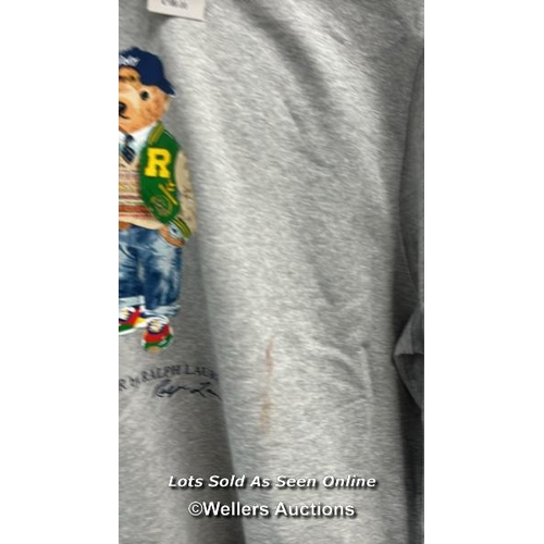 8207 - RRP: 199 - POLO RALPH LAUREN SWEAT HOODIE VINTAGE BEAR / XL / GREY / NEW WITH TAGS / SEE IMAGES / S3... 
