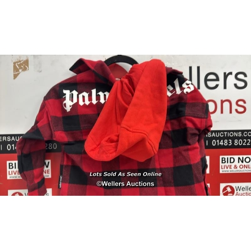 8229 - RRP: 380 - PALM ANGELS KIDS LOGO BACK ALLOVER TARTAN HOODIE / 4 YRS / NEW WITH TAGS / SEE IMAGES / S... 