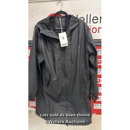 8235 - RRP: 120 - RAINS HOODED JACKET LONG / W3 STORM BREAKER / M / BLACK / NEW WITH TAGS / SEE IMAGES / S2... 