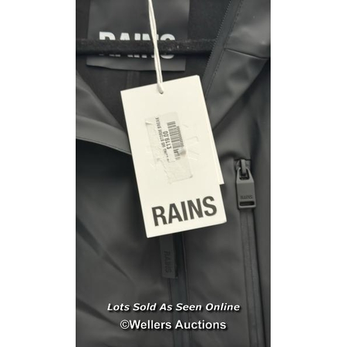 8235 - RRP: 120 - RAINS HOODED JACKET LONG / W3 STORM BREAKER / M / BLACK / NEW WITH TAGS / SEE IMAGES / S2... 