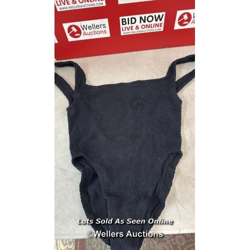 8244 - HUNZA G SQUARE NECK SWIMSUIT / ONE SIZE /  BLACK / MAY BE PRE-OWNED / SEE IMAGES / S27