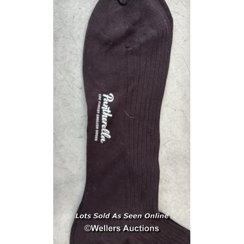 8249 - RRP: 22 - PANTHERELLA RIB COTTON LISLE LONG SOCK 12 BROWN / NEW / SEE IMAGES / S27