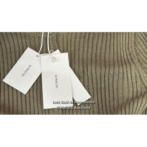 8258 - RRP: 360 - VINCE RIBBED HENLEY / S / ARTICHOKE / NEW WITH TAGS / SEE IMAGES / S38