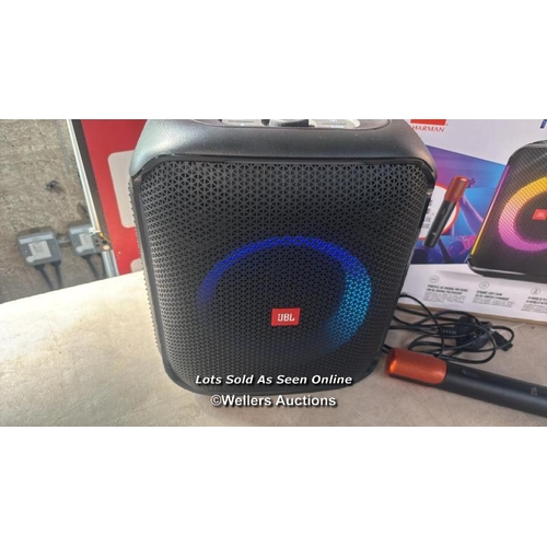 2999 - JBL PARTYBOX SPEAKER WITH MICROPHONE / POWERS UP / CONNECTS TO BLUETOOTH & PLAYS MUSIC / VIEW, BID A... 
