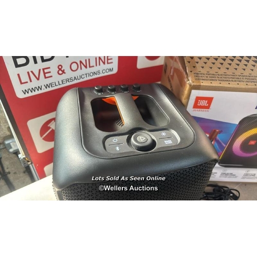 2999 - JBL PARTYBOX SPEAKER WITH MICROPHONE / POWERS UP / CONNECTS TO BLUETOOTH & PLAYS MUSIC / VIEW, BID A... 
