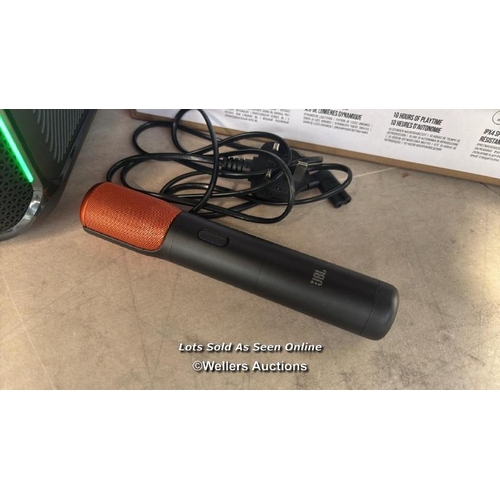2999 - JBL PARTYBOX SPEAKER WITH MICROPHONE / POWERS UP / CONNECTS TO BLUETOOTH & PLAYS MUSIC / VIEW, BID A... 