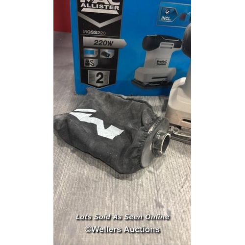 1040 - MAC ALLISTER 220W 1/4 SHEET SANDER / VIEW, BID AND BUY IN THE ROOM, THEN TAKE AWAY THE SAME DAY / VI... 