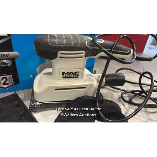1041 - MAC ALLISTER 220W 1/4 SHEET SANDER / VIEW, BID AND BUY IN THE ROOM, THEN TAKE AWAY THE SAME DAY / VI... 