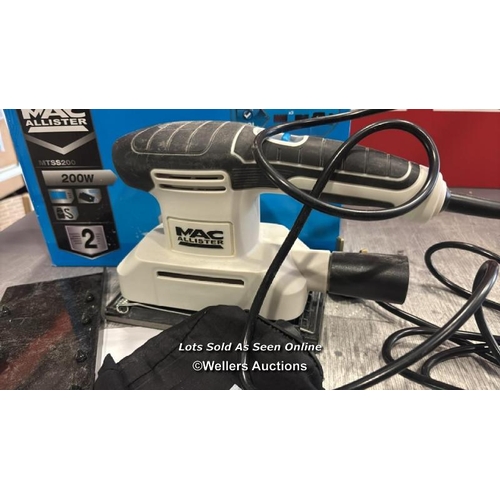 1041 - MAC ALLISTER 220W 1/4 SHEET SANDER / VIEW, BID AND BUY IN THE ROOM, THEN TAKE AWAY THE SAME DAY / VI... 