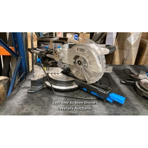1112 - MAC ALLISTER 1500W 220-240V 210MM CORDED COMPOUND MITRE SAW / VIEW, BID AND BUY IN THE ROOM, THEN TA... 