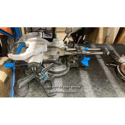 1112 - MAC ALLISTER 1500W 220-240V 210MM CORDED COMPOUND MITRE SAW / VIEW, BID AND BUY IN THE ROOM, THEN TA... 