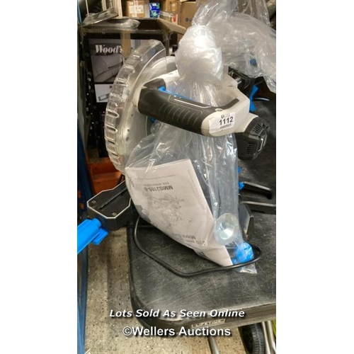 1112 - MAC ALLISTER 1500W 220-240V 210MM CORDED COMPOUND MITRE SAW / VIEW, BID AND BUY IN THE ROOM, THEN TA... 