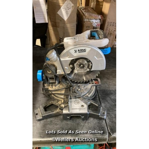 1114 - MAC ALLISTER 1500W 220-240V 210MM CORDED COMPOUND MITRE SAW / VIEW, BID AND BUY IN THE ROOM, THEN TA... 