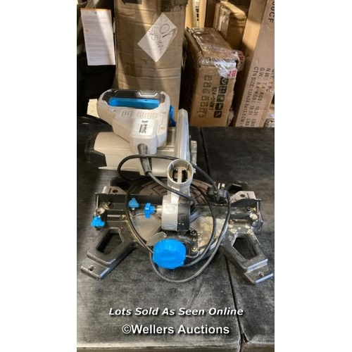 1114 - MAC ALLISTER 1500W 220-240V 210MM CORDED COMPOUND MITRE SAW / VIEW, BID AND BUY IN THE ROOM, THEN TA... 