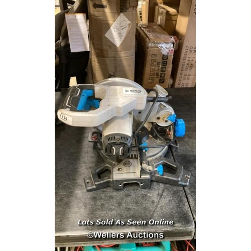 1114 - MAC ALLISTER 1500W 220-240V 210MM CORDED COMPOUND MITRE SAW / VIEW, BID AND BUY IN THE ROOM, THEN TA... 