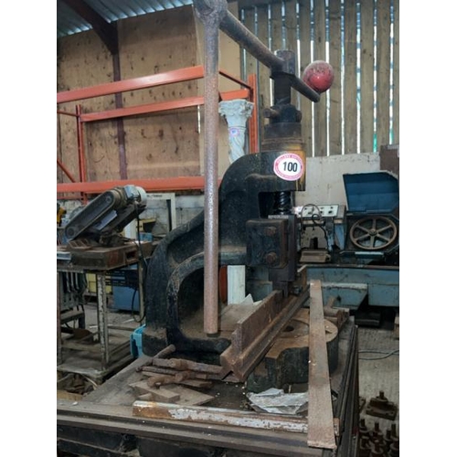 100 - NORTON DB6 FLY PRESS ON WORK BENCH WITH ASSOCIATED PRESS TOOLING