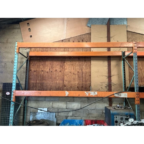 19 - PALLET RACKING, X3 UPRIGHTS, X8 CROSS BEAMS (buyer to dismantle)